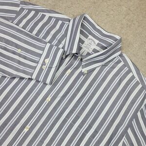 Brooks Brothers Regent Shirt Mens XL Gray Striped Long Sleeve Button Down Pocket